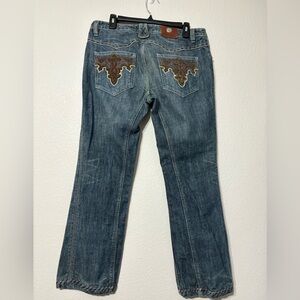 Antik Denim Embroidered Low Rise Boot Cut Women's Jeans. Western. Made in USA 32